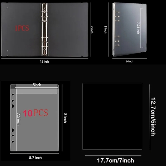 10-Pack Rubber Soft Magnetic Sheets w/6 Ring Binder for Scrapbook Dies, NWOT - Picture 3 of 8